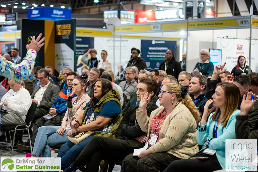 IWM0825 
 Driver Safety Theatre at The Health and Safety Exhibition 
 Keywords: Ingrid Weel Photography, Surrey Photographer, Corporate Photography, Corporate Events, Event Photography, Expo, Exhibitions, Awards Ceremonies, Conferences, DFBB, Driving for Better Business, Highways England, NEC, Health & Safety Exhibition 2024, Policy Builder Launch