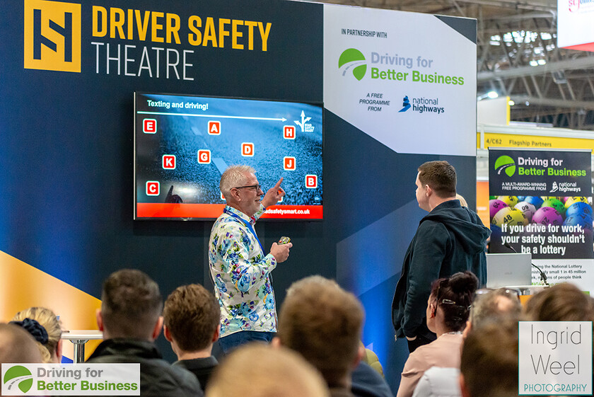 IWM0907 
 Driver Safety Theatre at The Health and Safety Exhibition 
 Keywords: Ingrid Weel Photography, Surrey Photographer, Corporate Photography, Corporate Events, Event Photography, Expo, Exhibitions, Awards Ceremonies, Conferences, DFBB, Driving for Better Business, Highways England, NEC, Health & Safety Exhibition 2024, Policy Builder Launch